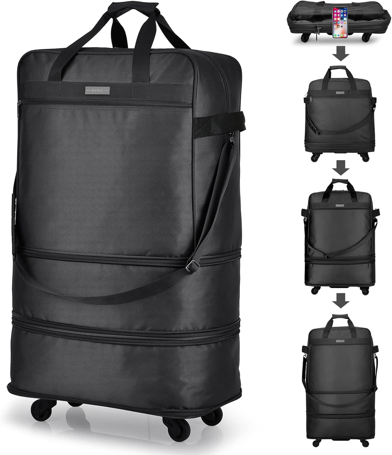Hanke Expandable Foldable Suitcase with Spinner Wheels